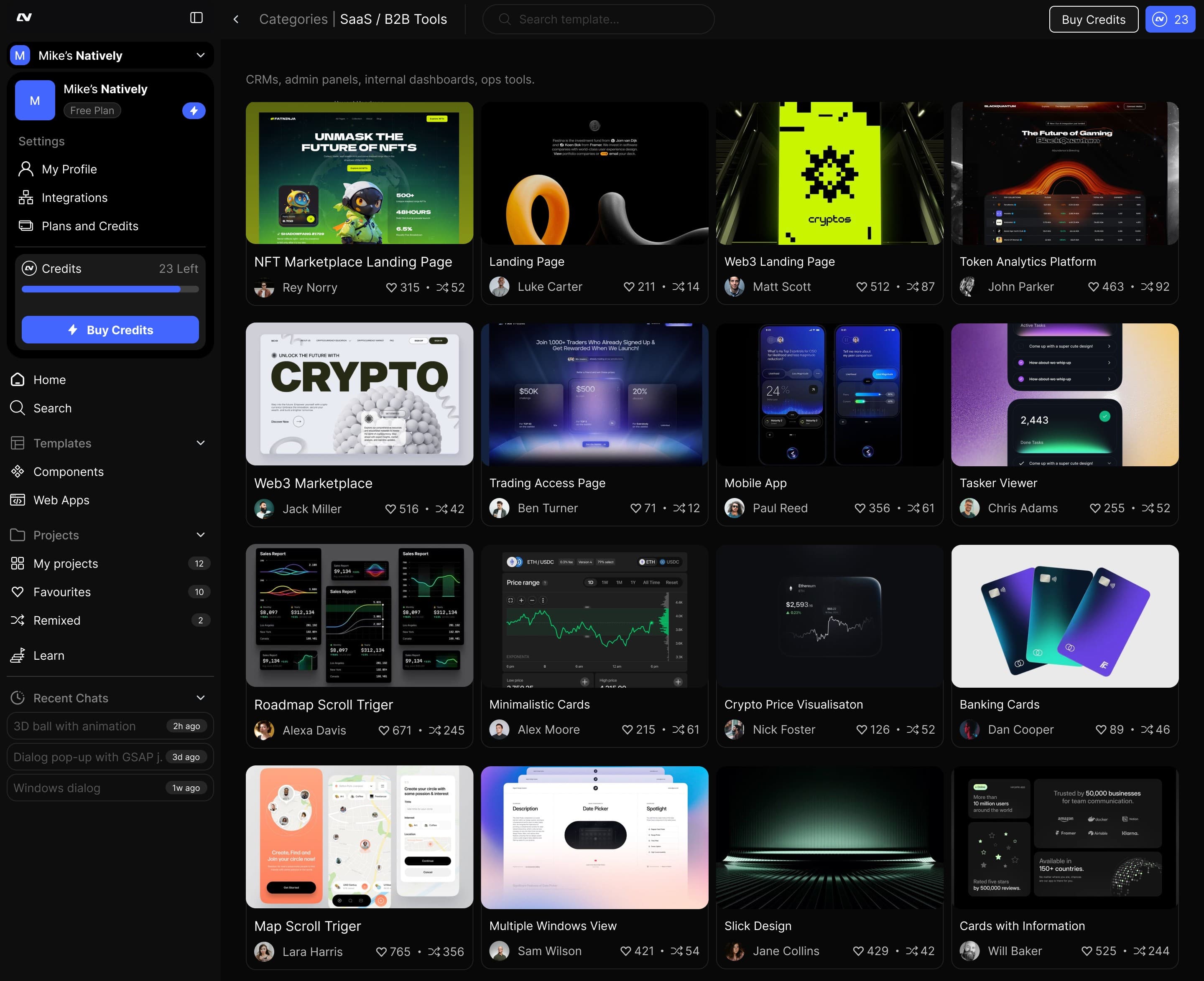 Natively dashboard preview